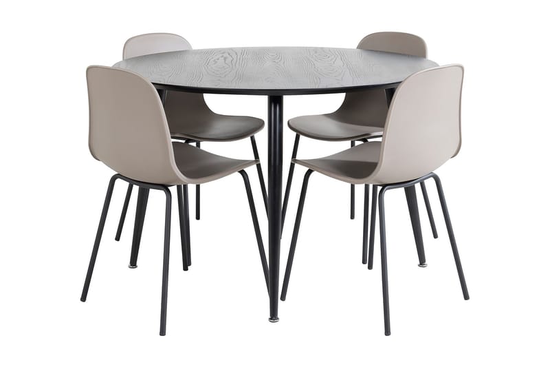 Balisa Matgrupp 115 cm Rund inkl 4 Kullersbro Stolar, Svart/Beige