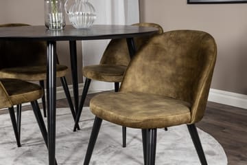 Balisa Matgrupp 115 cm Rund inkl 4 Sedavi Stolar - Svart/Mässing - Möbler - Bord & matgrupp - Matgrupp