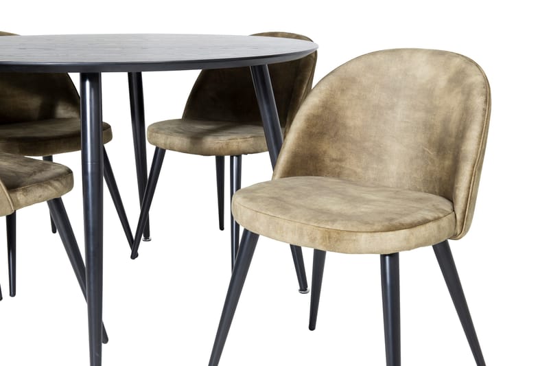 Balisa Matgrupp 115 cm Rund inkl 4 Sedavi Stolar - Svart/Mässing - Möbler - Bord & matgrupp - Matgrupp