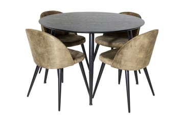 Balisa Matgrupp 115 cm Rund inkl 4 Sedavi Stolar - Svart/Mässing - Möbler - Bord & matgrupp - Matgrupp