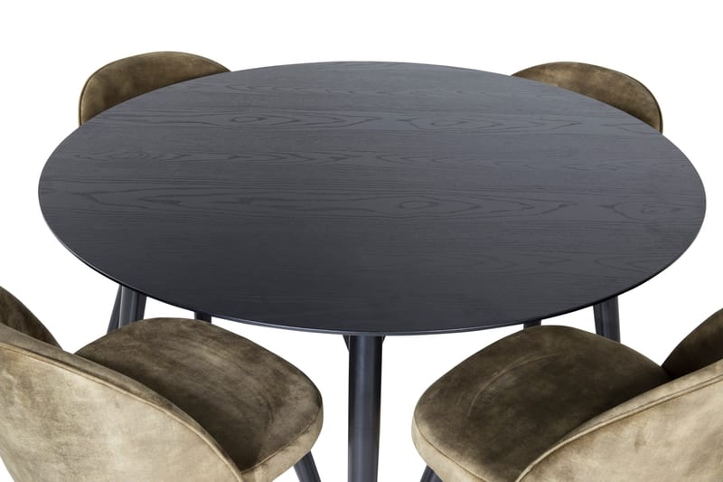 Balisa Matgrupp 115 cm Rund inkl 4 Sedavi Stolar - Svart/Mässing - Möbler - Bord & matgrupp - Matgrupp