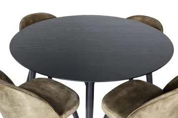 Balisa Matgrupp 115 cm Rund inkl 4 Sedavi Stolar - Svart/Mässing - Möbler - Bord & matgrupp - Matgrupp