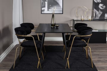Balisa Matgrupp 120 cm inkl 4 Arcarazo Fåtöljer - Svart/Mässing - Möbler - Bord & matgrupp - Matgrupp
