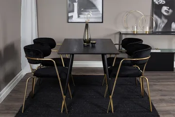 Balisa Matgrupp 120 cm inkl 4 Arcarazo Fåtöljer - Svart/Mässing - Möbler - Bord & matgrupp - Matgrupp