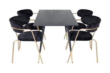 Balisa Matgrupp 120 cm inkl 4 Arcarazo Fåtöljer - Svart/Mässing - Möbler - Bord & matgrupp - Matgrupp