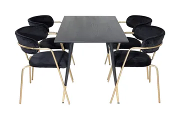 Balisa Matgrupp 120 cm inkl 4 Arcarazo Fåtöljer - Svart/Mässing - Möbler - Bord & matgrupp - Matgrupp