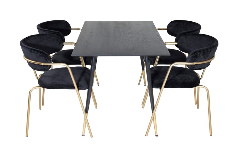 Balisa Matgrupp 120 cm inkl 4 Arcarazo Fåtöljer - Svart/Mässing - Möbler - Bord & matgrupp - Matgrupp