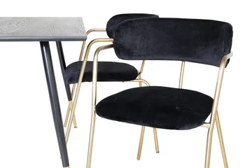 Balisa Matgrupp 120 cm inkl 4 Arcarazo Fåtöljer - Svart/Mässing - Möbler - Bord & matgrupp - Matgrupp