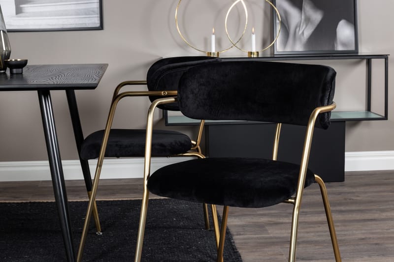 Balisa Matgrupp 120 cm inkl 4 Arcarazo Fåtöljer - Svart/Mässing - Möbler - Bord & matgrupp - Matgrupp