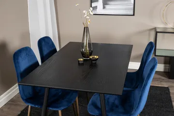 Balisa Matgrupp 120 cm inkl 4 Valeri Sammetsstolar - Svart/Blå/Mässing - Möbler - Bord & matgrupp - Matgrupp