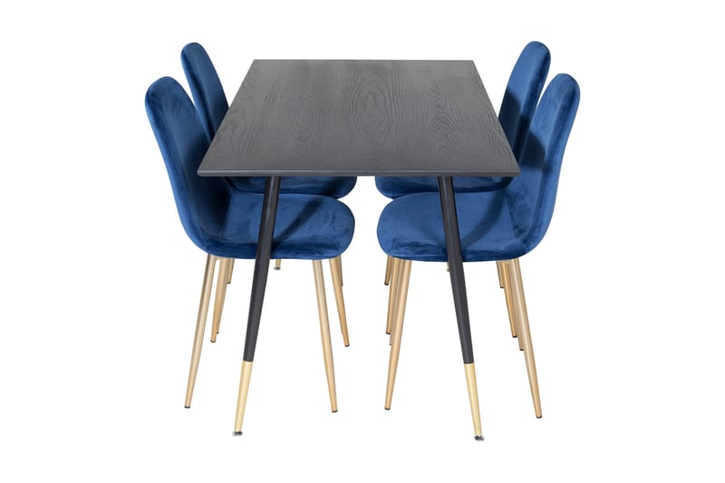 Balisa Matgrupp 120 cm inkl 4 Valeri Sammetsstolar - Svart/Blå/Mässing - Möbler - Bord & matgrupp - Matgrupp