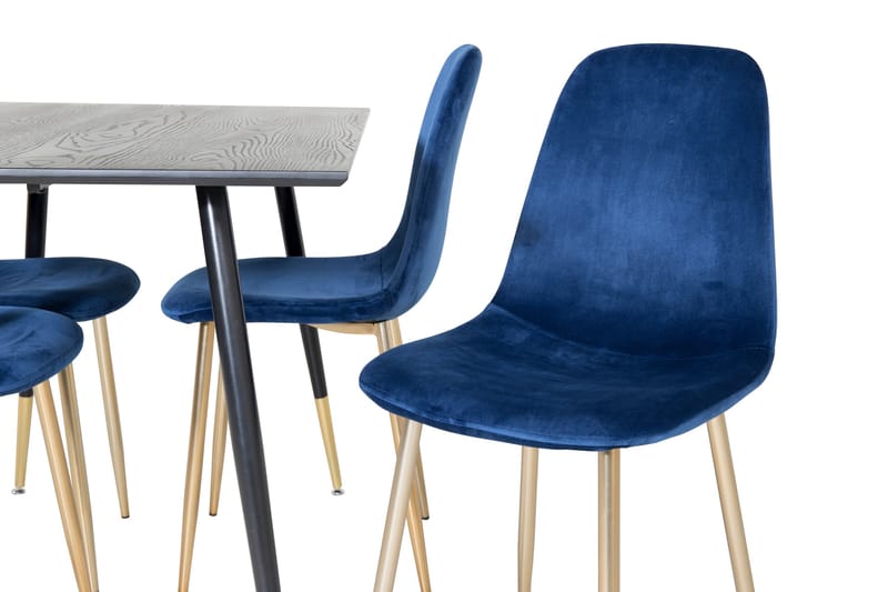 Balisa Matgrupp 120 cm inkl 4 Valeri Sammetsstolar - Svart/Blå/Mässing - Möbler - Bord & matgrupp - Matgrupp