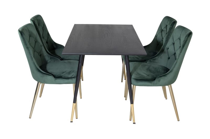 Balisa Matgrupp 120 cm inkl 4 Valerie Lyx Sammetsstolar - Svart/Mörkgrön/Guld - Möbler - Bord & matgrupp - Matgrupp