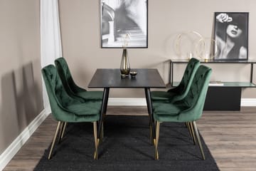 Balisa Matgrupp 120 cm inkl 4 Valerie Lyx Sammetsstolar - Svart/Mörkgrön/Guld - Möbler - Bord & matgrupp - Matgrupp