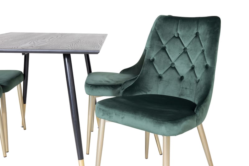 Balisa Matgrupp 120 cm inkl 4 Valerie Lyx Sammetsstolar - Svart/Mörkgrön/Guld - Möbler - Bord & matgrupp - Matgrupp