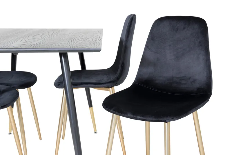 Balisa Matgrupp 120 cm inkl 4 Pontus Sammetsstolar - Svart/Mässing - Möbler - Bord & matgrupp - Matgrupp