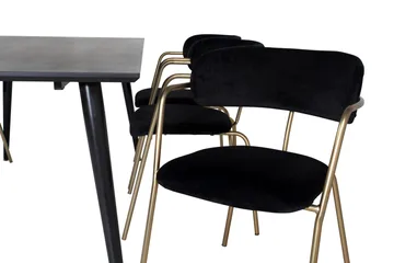 Balisa Matgrupp 180 cm inkl 6 Arcarazo Fåtöljer - Svart/Mässing - M öbler - Bord & matgrupp - Matgrupp