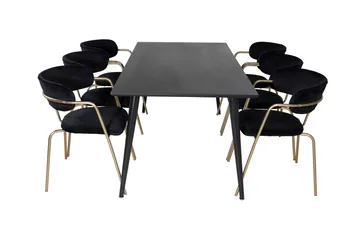 Balisa Matgrupp 180 cm inkl 6 Arcarazo Fåtöljer - Svart/Mässing - Möbler - Bord & matgrupp - Matgrupp