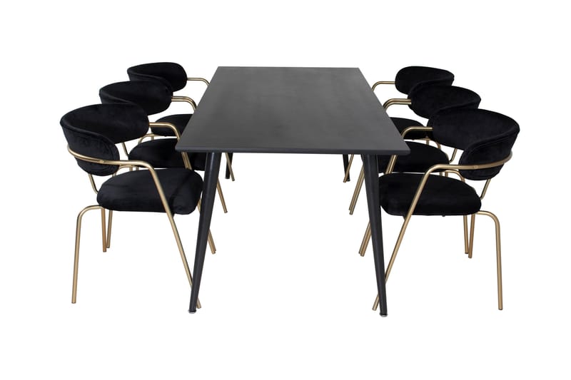Balisa Matgrupp 180 cm inkl 6 Arcarazo Fåtöljer - Svart/Mässing - Möbler - Bord & matgrupp - Matgrupp