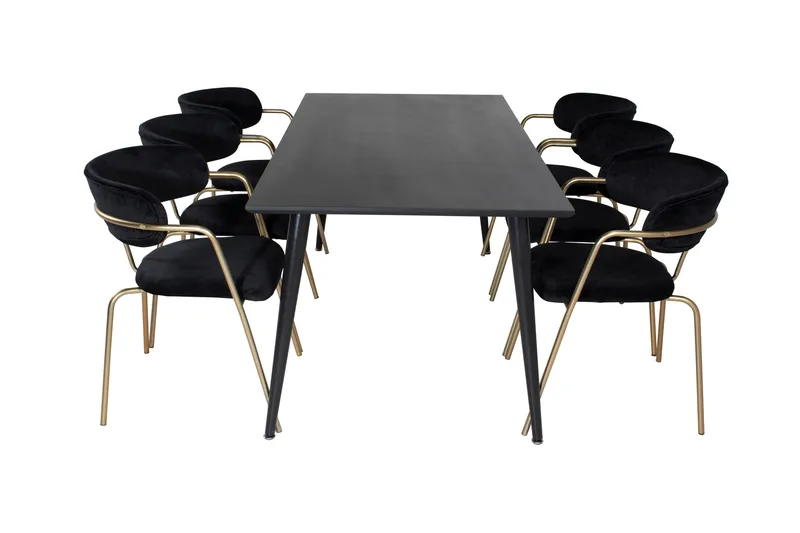 Balisa Matgrupp 180 cm inkl 6 Arcarazo Fåtöljer - Svart/Mässing - Möbler - Bord & matgrupp - Matgrupp