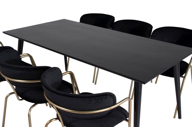Balisa Matgrupp 180 cm inkl 6 Arcarazo Fåtöljer - Svart/Mässing - Möbler - Bord & matgrupp - Matgrupp