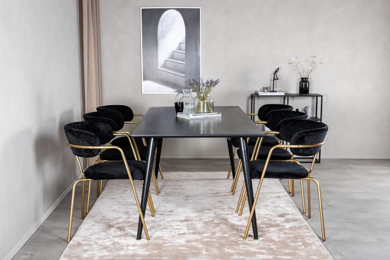 Balisa Matgrupp 180 cm inkl 6 Arcarazo Fåtöljer - Svart/Mässing - Möbler - Bord & matgrupp - Matgrupp