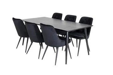 Balisa Matgrupp 180 cm inkl 6 Valera Lyx Stolar - Sammet/Svart - Möbler - Bord & matgrupp - Matgrupp