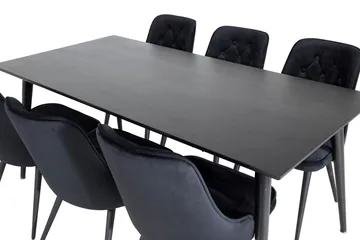 Balisa Matgrupp 180 cm inkl 6 Valera Lyx Stolar - Sammet/Svart - Möbler - Bord & matgrupp - Matgrupp