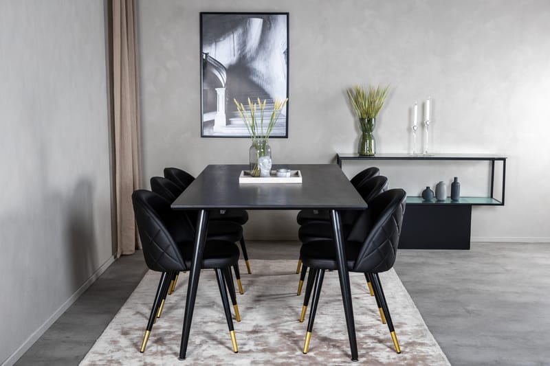 Balisa Matgrupp 180 cm inkl 6 Valera Stolar - Svart/Mässing - Möbler - Bord & matgrupp - Matgrupp