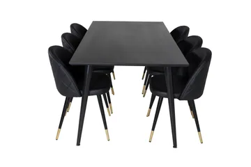 Balisa Matgrupp 180 cm inkl 6 Valera Stolar - Svart/Mässing - Möbler - Bord & matgrupp - Matgrupp
