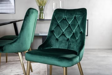 Balisa Matgrupp 180 cm inkl 6 Valerie Lyx Stolar - Sammet/Svart/Mörkgrön/Guld - Möbler - Bord & matgrupp - Matgrupp