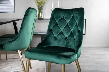 Balisa Matgrupp 180 cm inkl 6 Valerie Lyx Stolar - Sammet/Svart/Mörkgrön/Guld - Möbler - Bord & matgrupp - Matgrupp