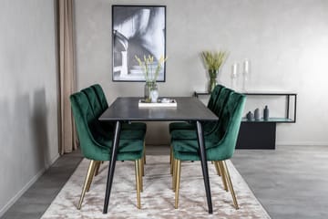 Balisa Matgrupp 180 cm inkl 6 Valerie Lyx Stolar - Sammet/Svart/Mörkgrön/Guld - Möbler - Bord & matgrupp - Matgrupp