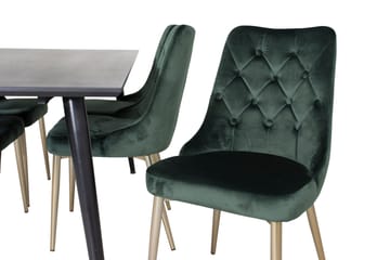 Balisa Matgrupp 180 cm inkl 6 Valerie Lyx Stolar - Sammet/Svart/Mörkgrön/Guld - Möbler - Bord & matgrupp - Matgrupp