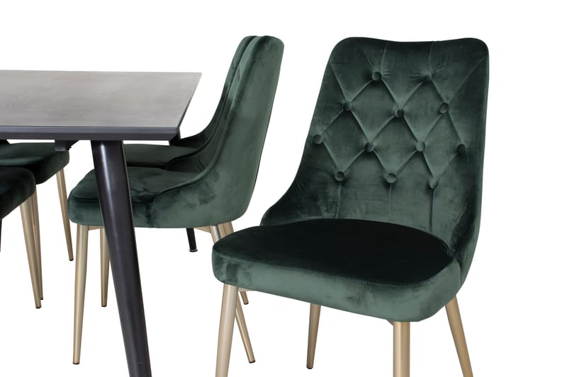 Balisa Matgrupp 180 cm inkl 6 Valerie Lyx Stolar - Sammet/Svart/Mörkgrön/Guld - Möbler - Bord & matgrupp - Matgrupp