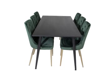 Balisa Matgrupp 180 cm inkl 6 Valerie Lyx Stolar - Sammet/Svart/Mörkgrön/Guld - Möbler - Bord & matgrupp - Matgrupp