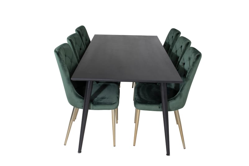 Balisa Matgrupp 180 cm inkl 6 Valerie Lyx Stolar - Sammet/Svart/Mörkgrön/Guld - Möbler - Bord & matgrupp - Matgrupp