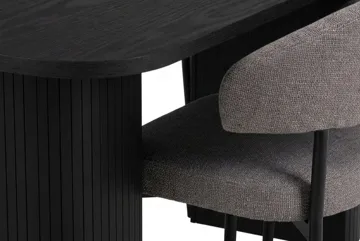 Matgrupp Bark Kopparbo Matbord 200 cm med 6 Sawako Greige Stolar Svart|Greige - Möbler - Bord & matgrupp - Matgrupp