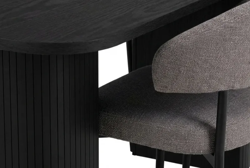 Matgrupp Bark Kopparbo Matbord 200 cm med 6 Sawako Greige Stolar Svart|Greige - Möbler - Bord & matgrupp - Matgrupp