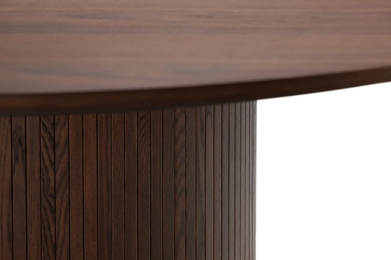 Matgrupp Bark Kopparbo Runt Matbord 180 cm Mörkbrunt med 6 Reciclar Matstolar Valnöt|Greige - Möbler - Bord & matgrupp - Matgrupp