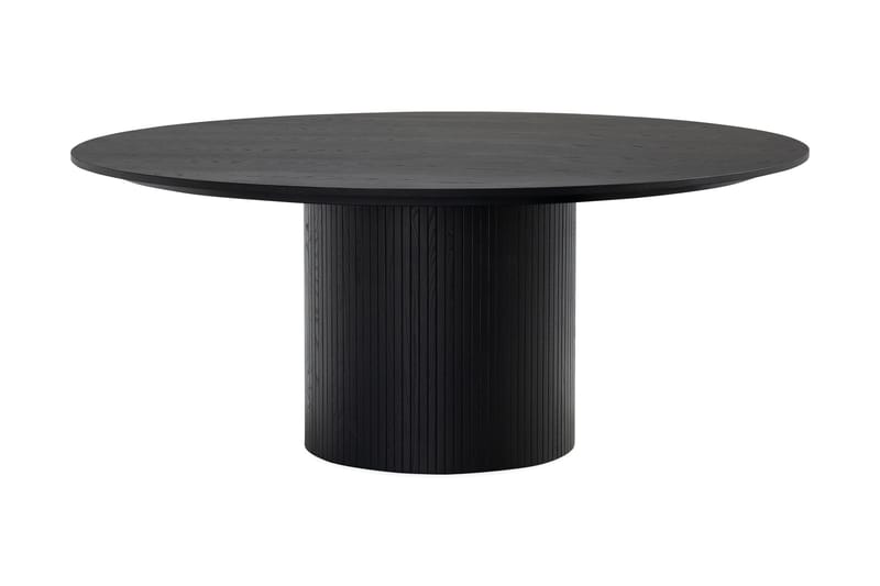 Matgrupp Bark Kopparbo Runt Stort Matbord 180 cm Svart med 4 Sawako Greige Stolar Svart|Greige - Möbler - Bord & matgrupp - Matgrupp