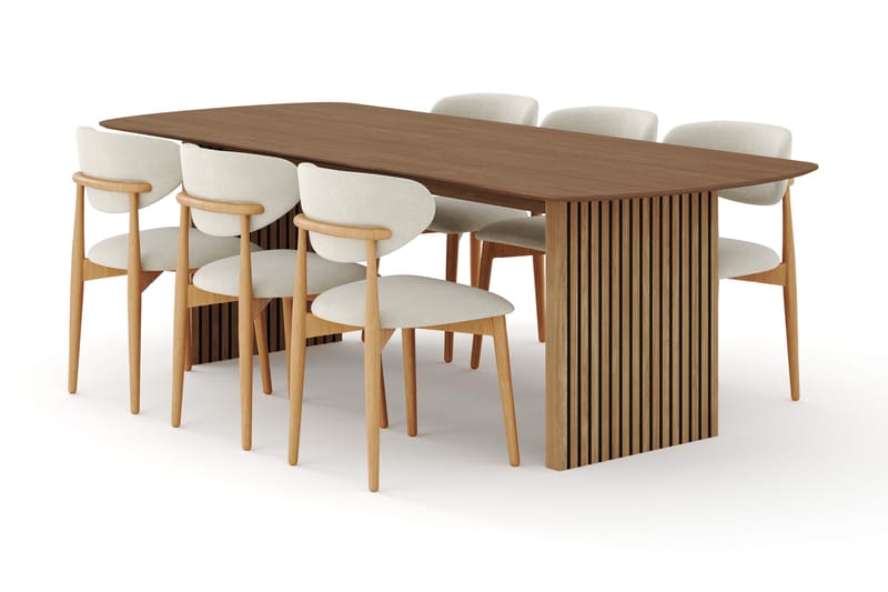 Matgrupp Bark Richeto med Molly stolar Ek/beige