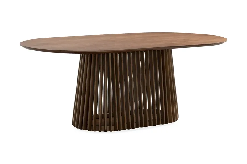 Matgrupp Bark Peyra Ovalt Matbord 200 cm Mörkbrunt med 6 Reciclar Matstolar Valnöt|Greige - Möbler - Bord & matgrupp - Matgrupp