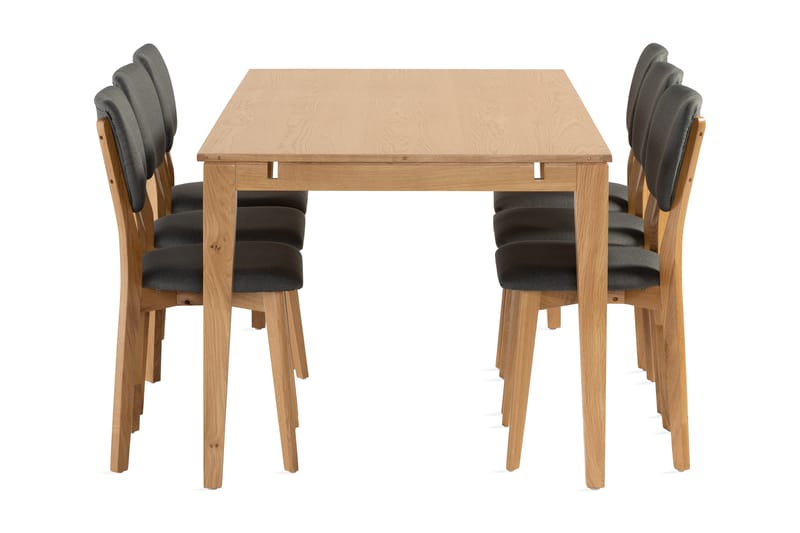 Matgrupp Barke Förlängningsbar 180 cm inkl 6 Stolar - Massiv Ek/Brun - Matgrupp