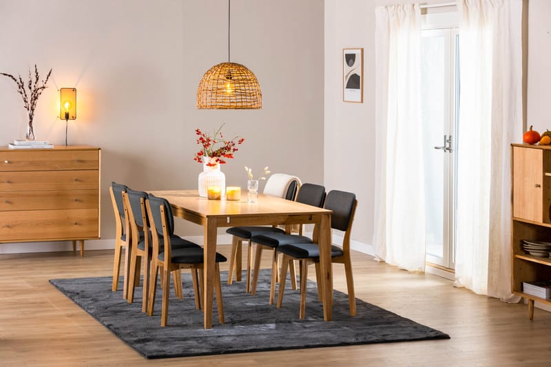 Matgrupp Barke Förlängningsbar 180 cm inkl 6 Stolar - Massiv Ek/Brun - Matgrupp