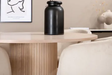 Biana Matgrupp 100 cm Rund inkl 4 Berita Sammetsstolar - Beige/Svart - Möbler - Bord & matgrupp - Matgrupp