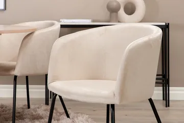 Biana Matgrupp 100 cm Rund inkl 4 Berita Sammetsstolar - Beige/Svart - Möbler - Bord & matgrupp - Matgrupp