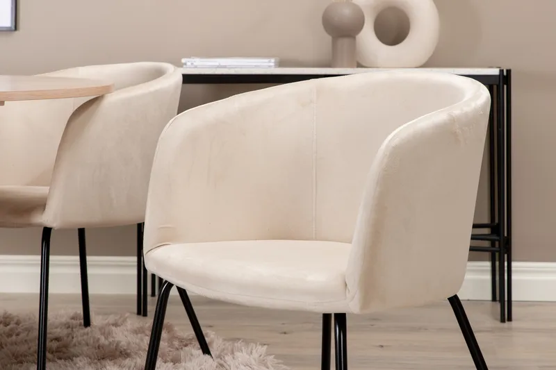 Biana Matgrupp 100 cm Rund inkl 4 Berita Sammetsstolar - Beige/Svart - Möbler - Bord & matgrupp - Matgrupp