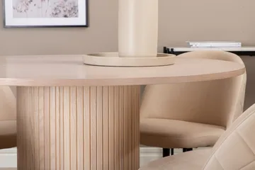 Biana Matgrupp 100 cm Rund inkl 4 Velvets Stolar - Beige/Svart - Möbler - Bord & matgrupp - Matgrupp