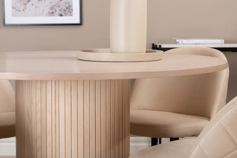 Biana Matgrupp 100 cm Rund inkl 4 Velvets Stolar - Beige/Svart - Möbler - Bord & matgrupp - Matgrupp